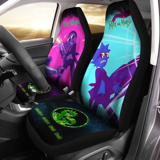 Rick And Morty Car Seat Covers Custom Men In Black Fighting