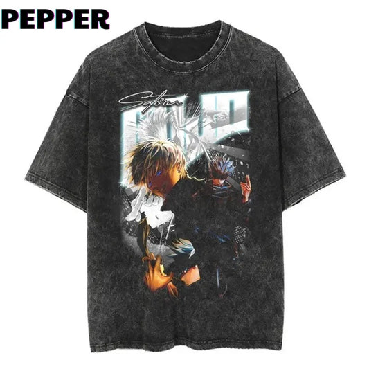 Satoru Gojo Vintage Tee Menswear Top Underwear Streetwear
