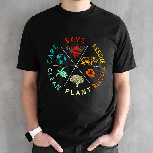 Save bees rescue animals recycle plastic earth day shirts