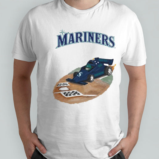 Seattle Mariners Tiny Turnip Toddler Race Car Raglan T Shirt