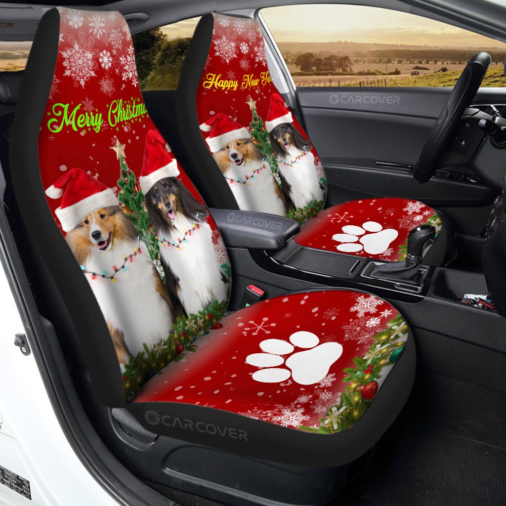 Shetland Sheepdogs Car Seat Covers Custom Animal Car Accessories Christmas Decorations