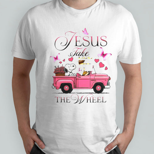 Snoopy And Peanuts Jesus Take The Wheel T-shirt