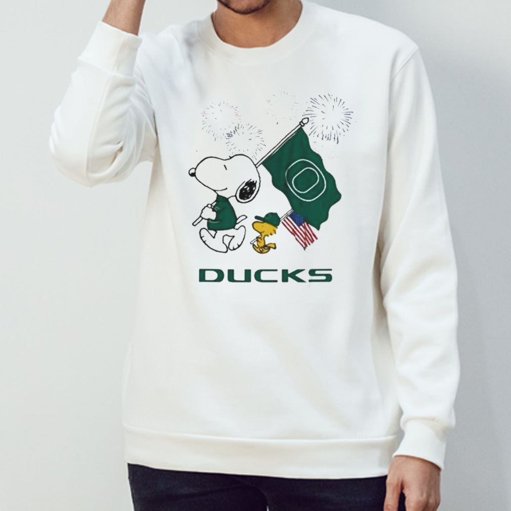 Snoopy And Woodstock Happy 4th Of July Oregon Ducks Football 2024 Shirt