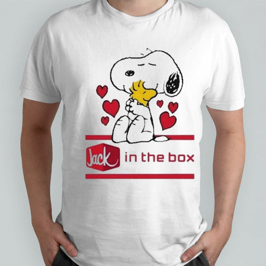 Snoopy And Woodstock Loves Jack In The Box Logo T-shirt