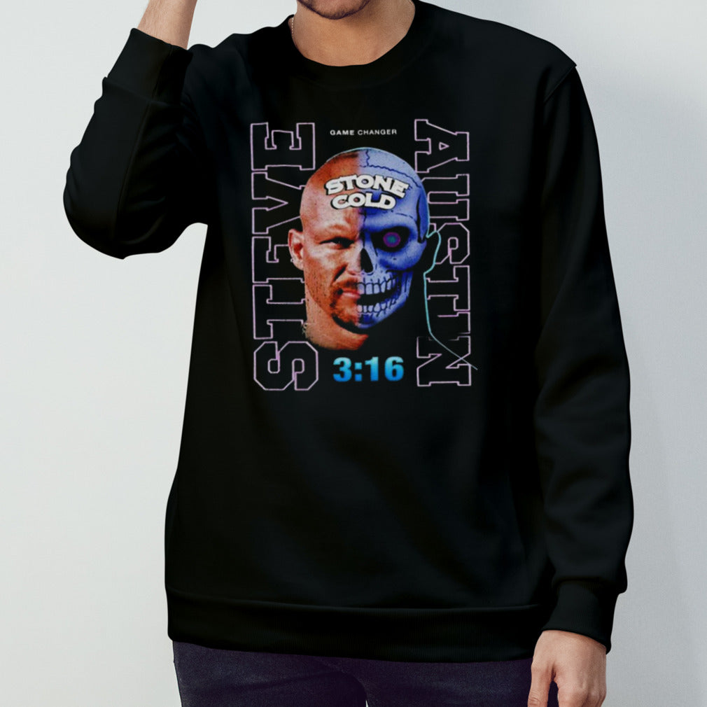 Stone Cold Steve Austin Skull Face Black T shirt