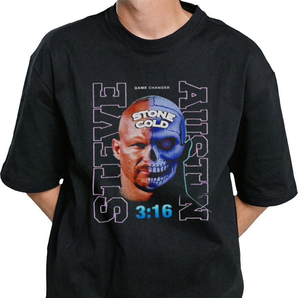 Stone Cold Steve Austin Skull Face Black T shirt