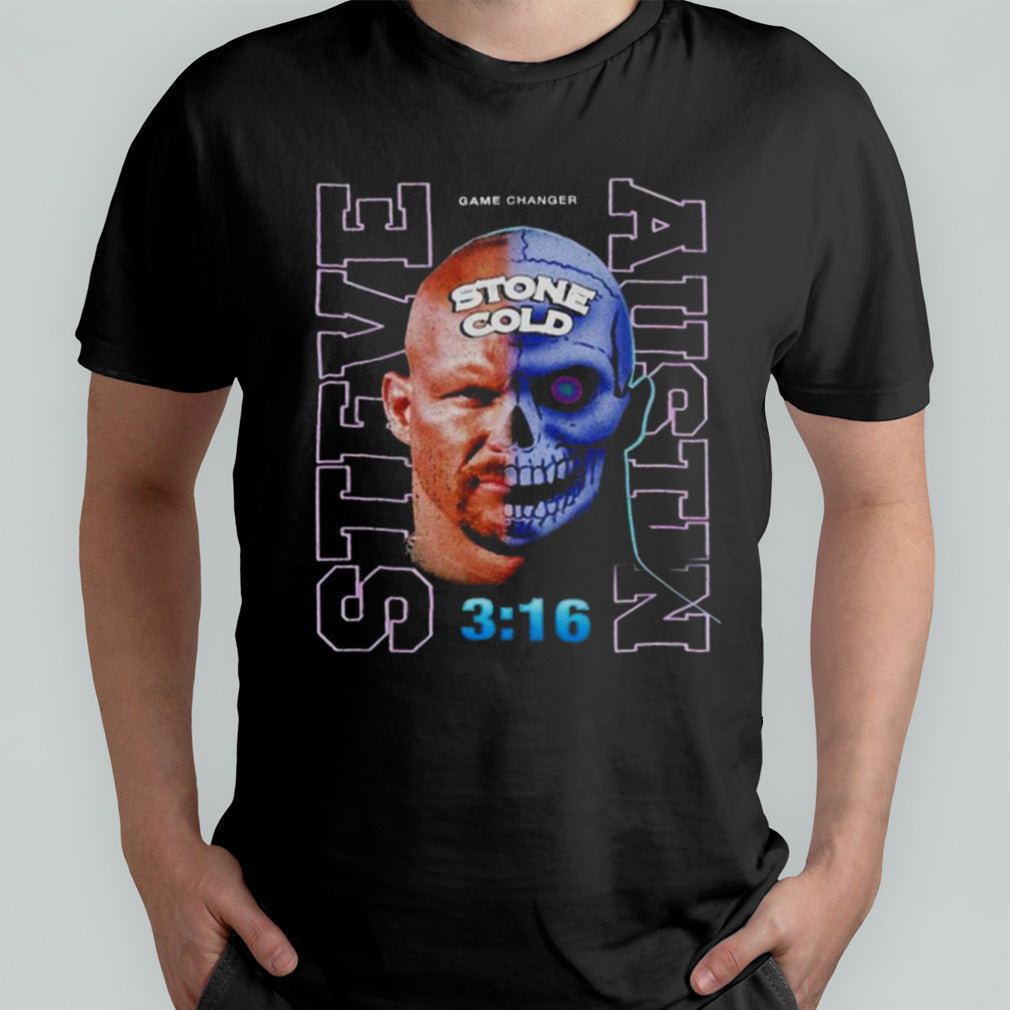 Stone Cold Steve Austin Skull Face Black T shirt