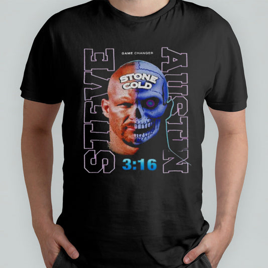 Stone Cold Steve Austin Skull Face Black T shirt