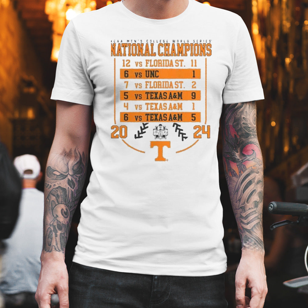 Tennessee Volunteers 2024 NCAA Menâ€™s Baseball National Champions Schedule shirt