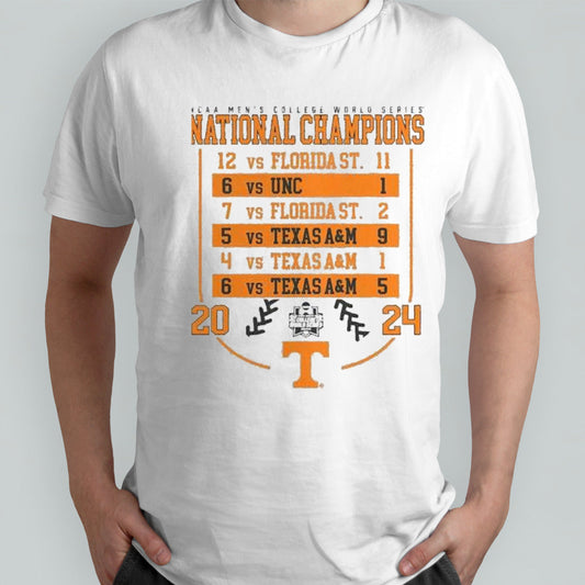 Tennessee Volunteers 2024 NCAA Menâ€™s Baseball National Champions Schedule shirt