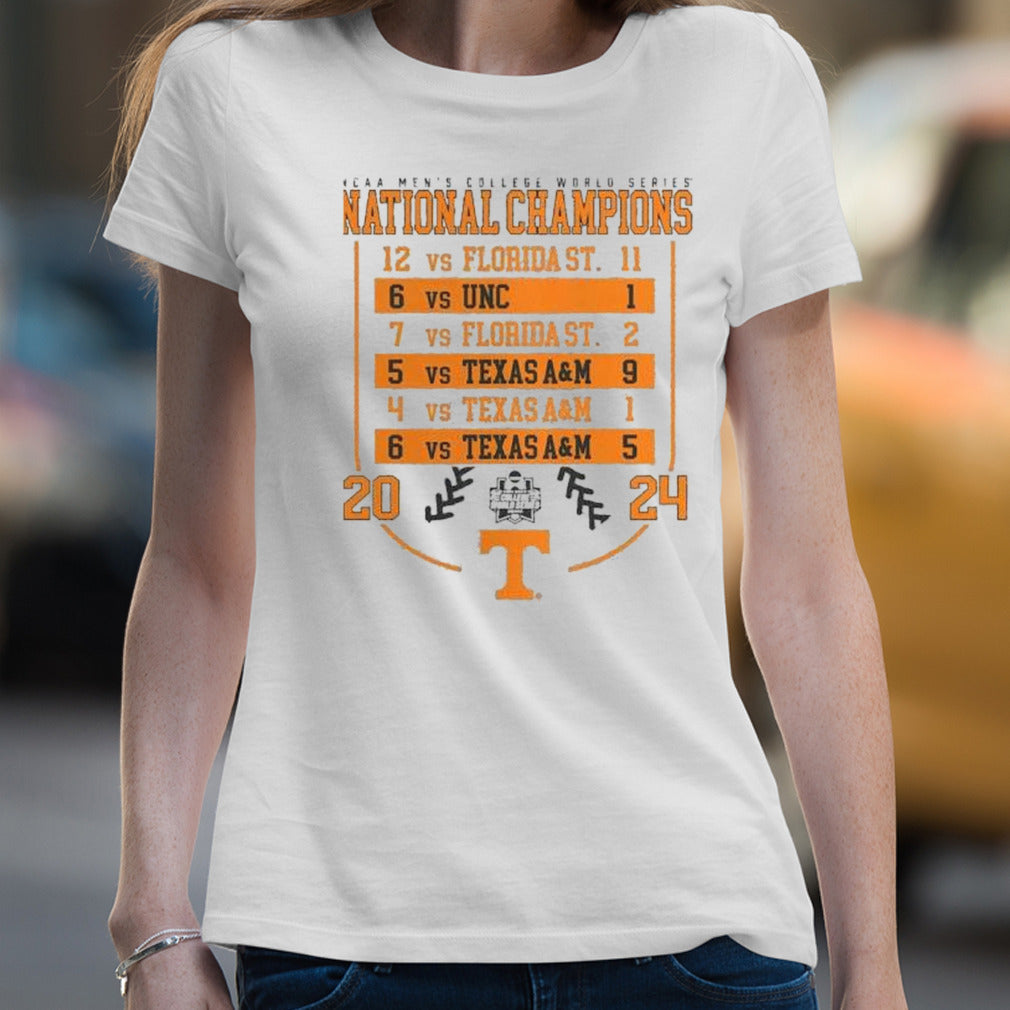 Tennessee Volunteers 2024 NCAA Menâ€™s Baseball National Champions Schedule shirt