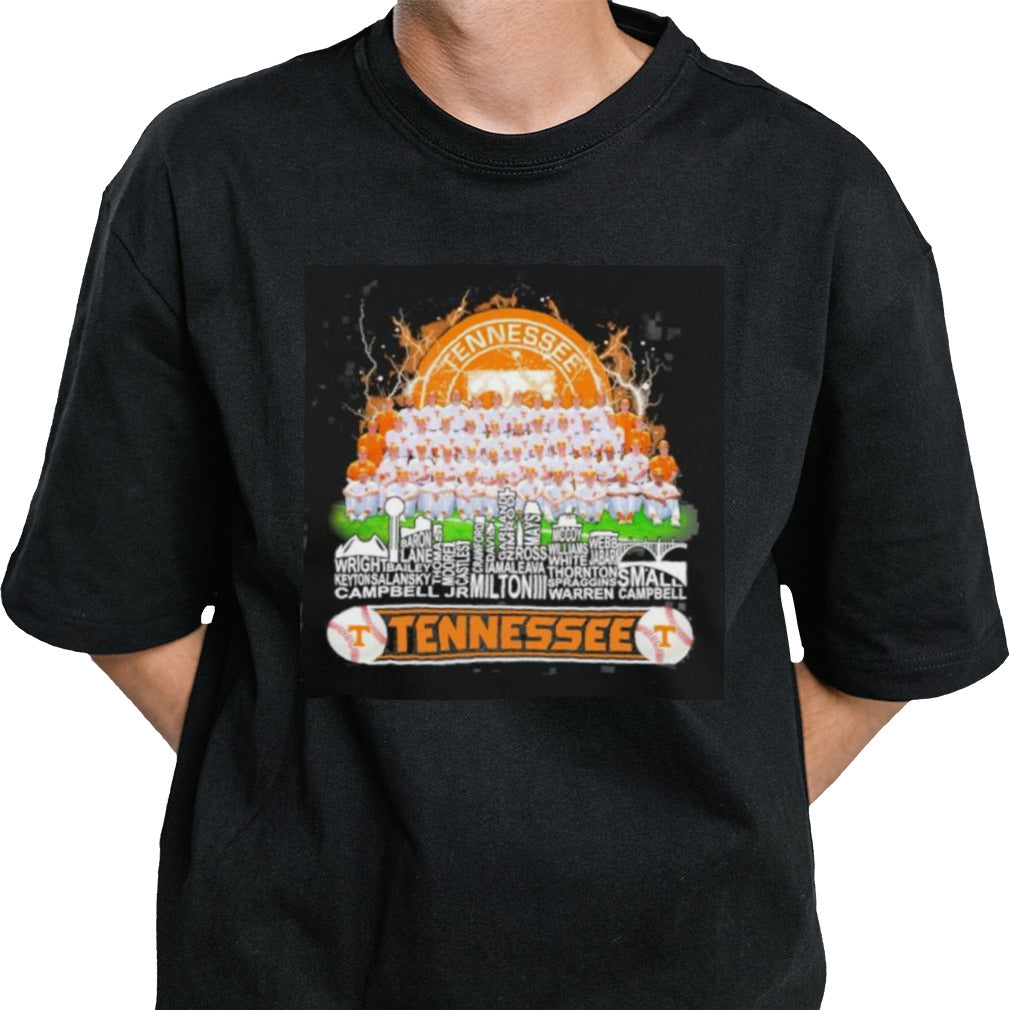 Tennessee Volunteers Baseball Skyline Players Name 2024 Shirt