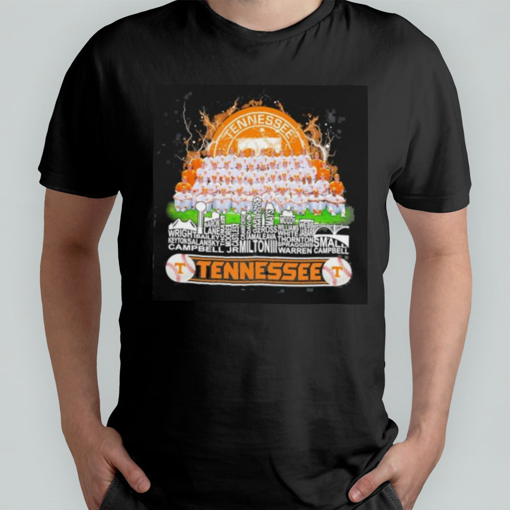 Tennessee Volunteers Baseball Skyline Players Name 2024 Shirt