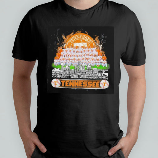 Tennessee Volunteers Baseball Skyline Players Name 2024 Shirt