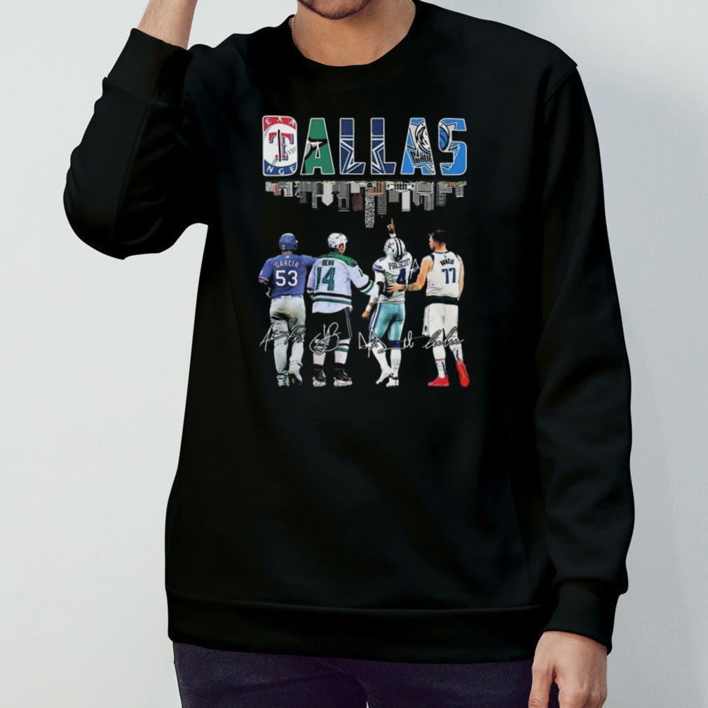 Texas Rangers Dallas Stars Dallas Cowboys Dallas Mavericks Proud City Signatures T-shirt