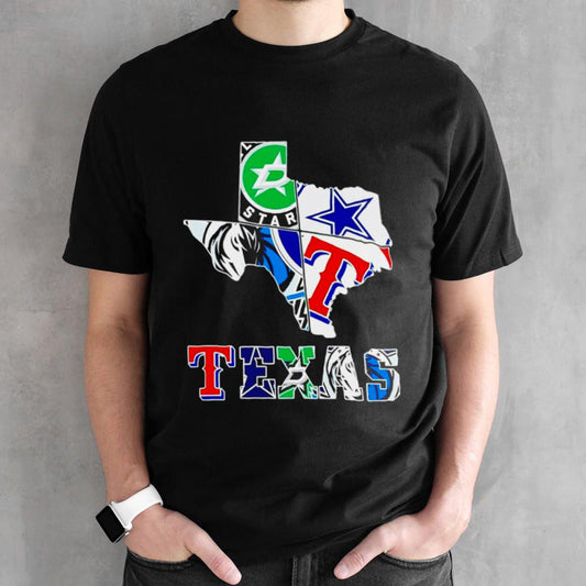 Texas sports teams map shirt