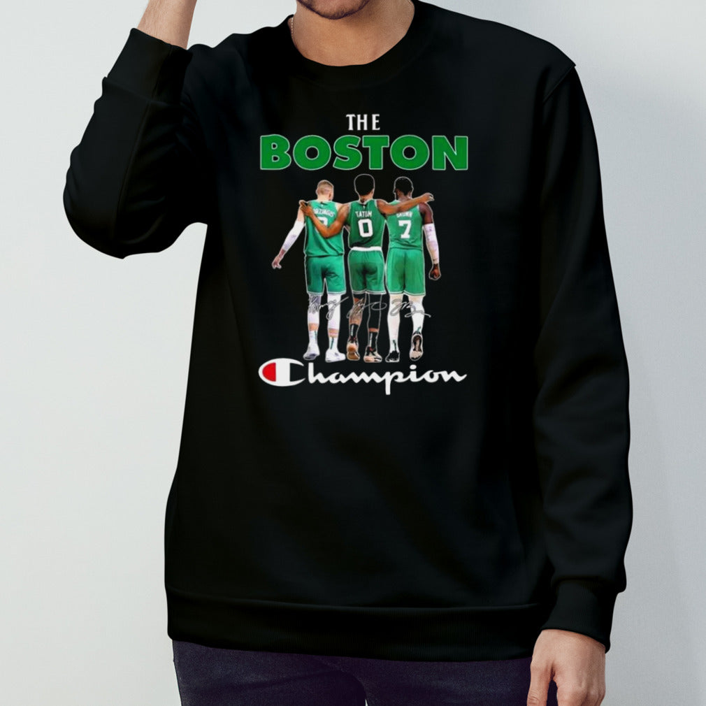 The Boston Celtics Champion Kristaps PorziÅ†Ä£is Jayson Tatum And Jaylen Brown