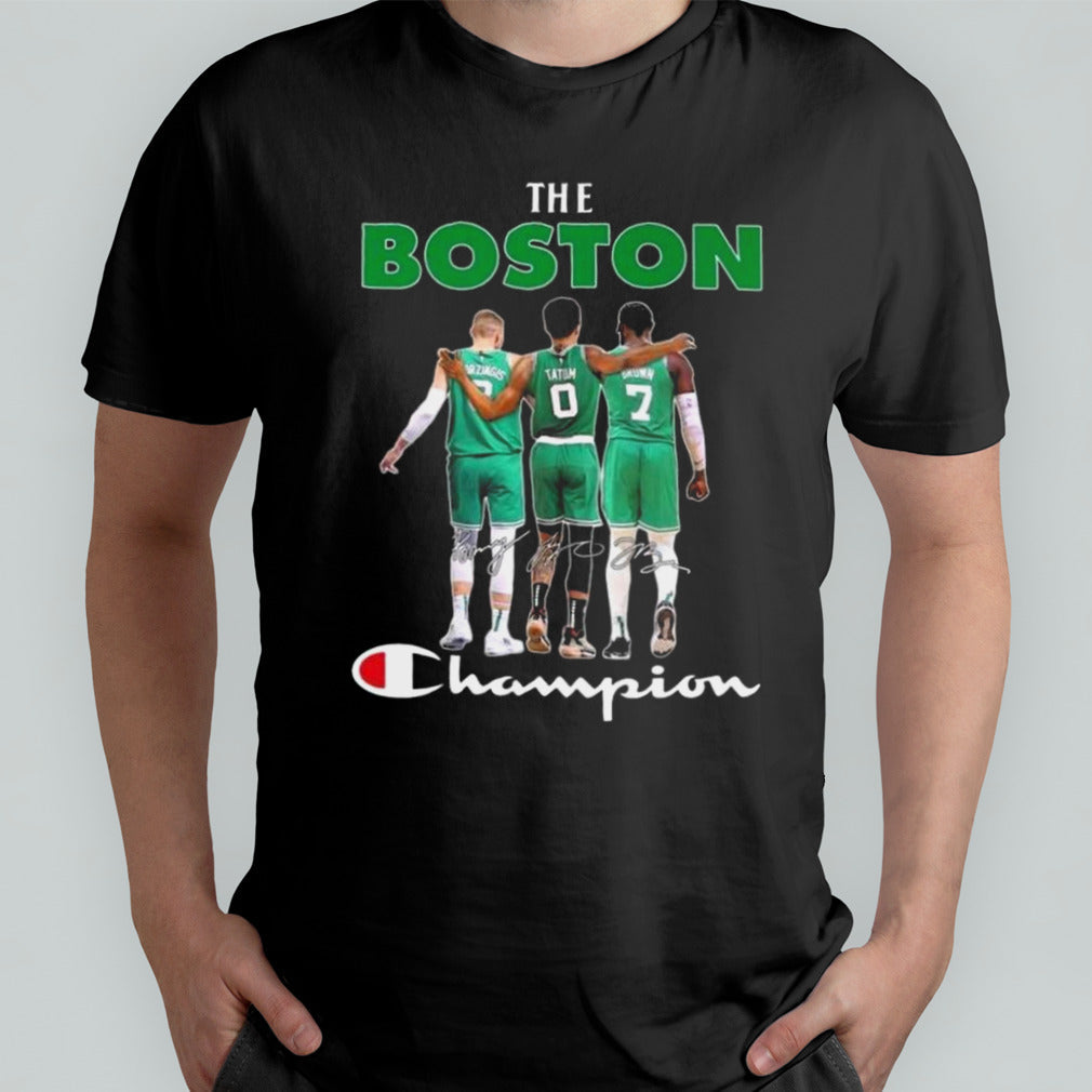 The Boston Celtics Champion Kristaps PorziÅ†Ä£is Jayson Tatum And Jaylen Brown