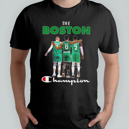 The Boston Celtics Champion Kristaps PorziÅ†Ä£is Jayson Tatum And Jaylen Brown