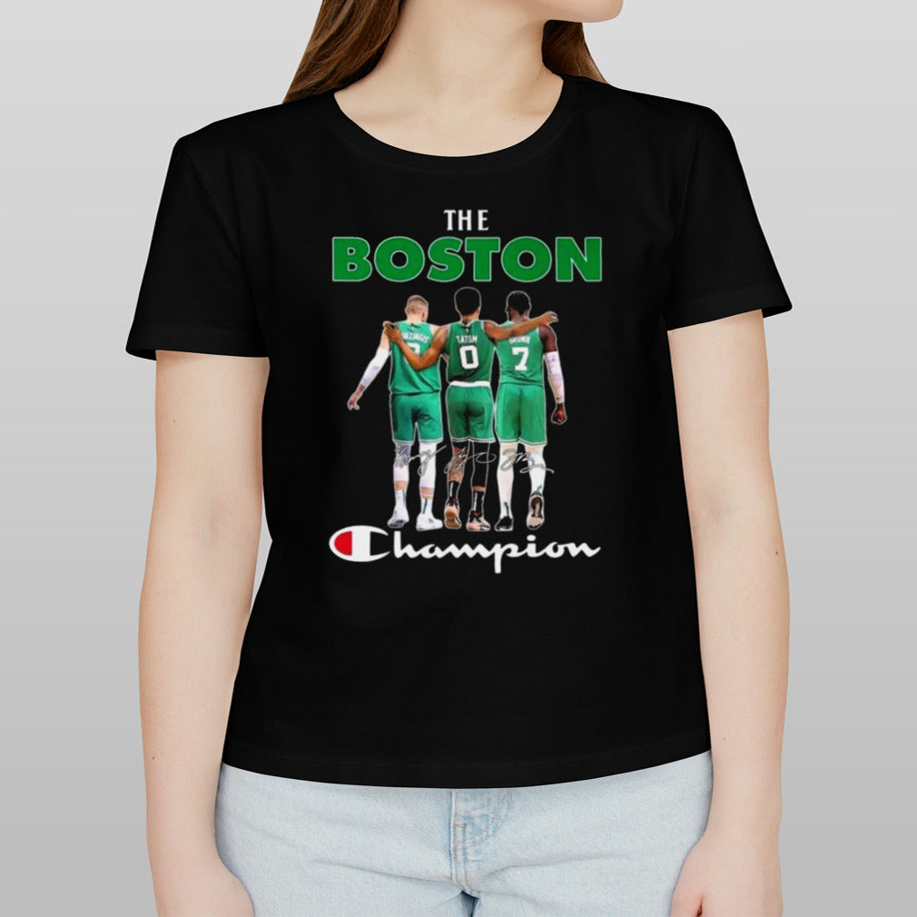 The Boston Celtics Champion Kristaps PorziÅ†Ä£is Jayson Tatum And Jaylen Brown