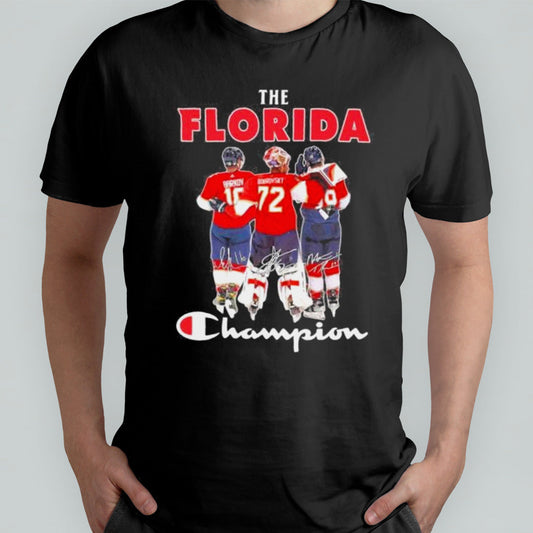 The Florida Panthers Champion Aleksander Barkov Sergei Bobrovsky And Matthew Tkachuk Signatures Shirt