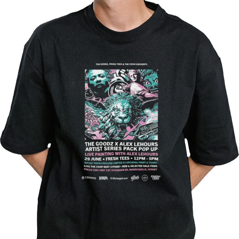 The Goodz, Fresh Tees And The Chop x Alex Lehours June 29 2024 Sydney Poster Shirt