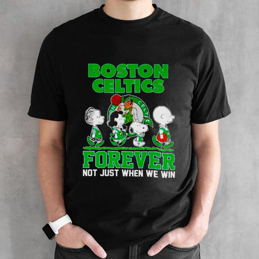 The Peanuts abbey road x Boston Celtics forever not just when we win shirt
