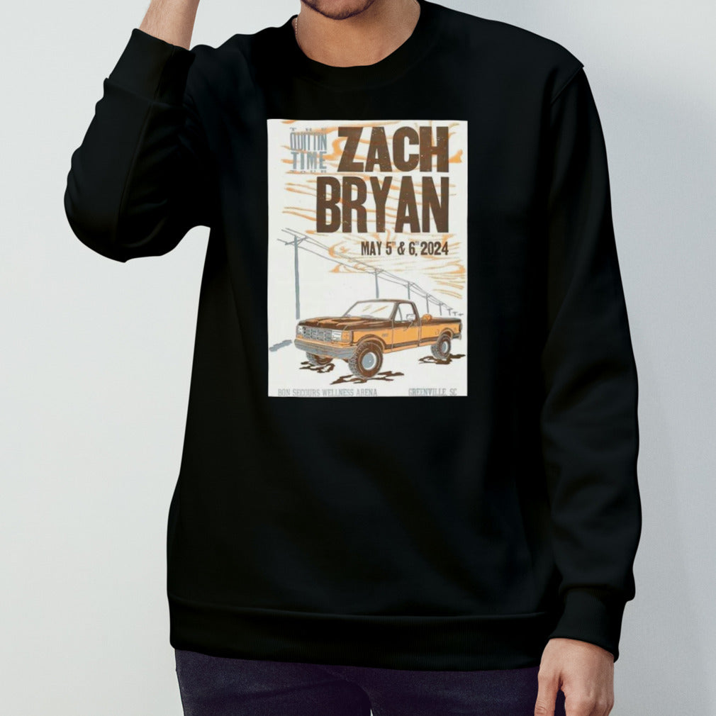 The Quittin Time Tour Zach Bryan May 5th And 6th 2024 Bon Secours Wellness Arena Green Ville SC T-Shirt