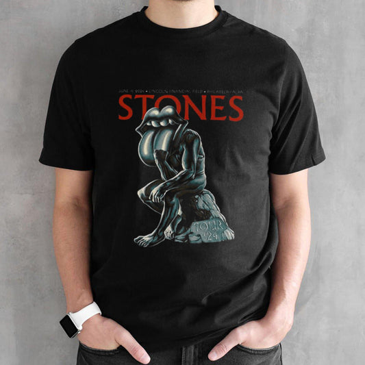 The Rolling Stones June 11 2024 Lincoln Financial Field Philadelphia PA Lithograph Hackney Diamonds Tour T-Shirt