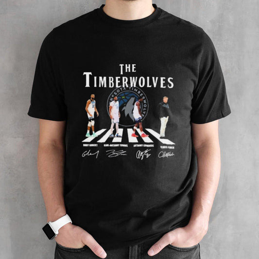 The Timberwolves Abbey Road Rudy Gobert Karl-Anthony Towns Anthony Edwards And Chris Finch Signatures Shirt
