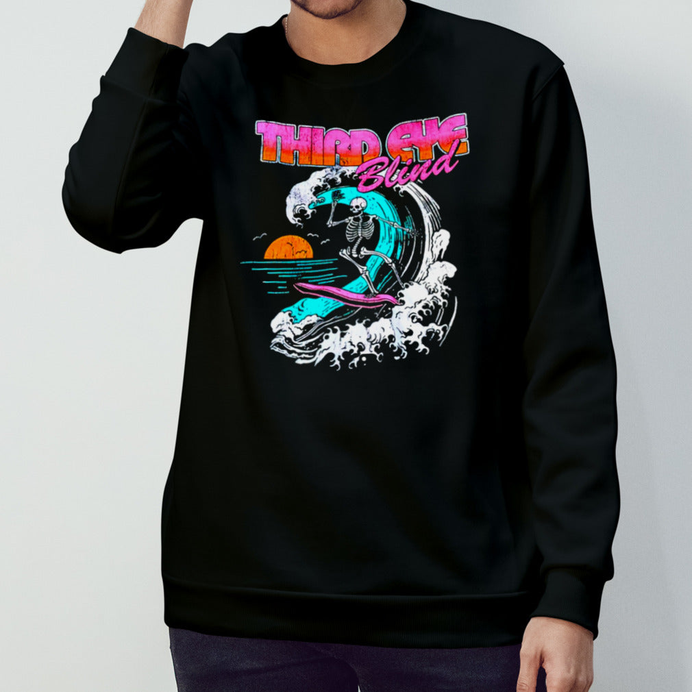Third eye blind skeleton surfing shirt