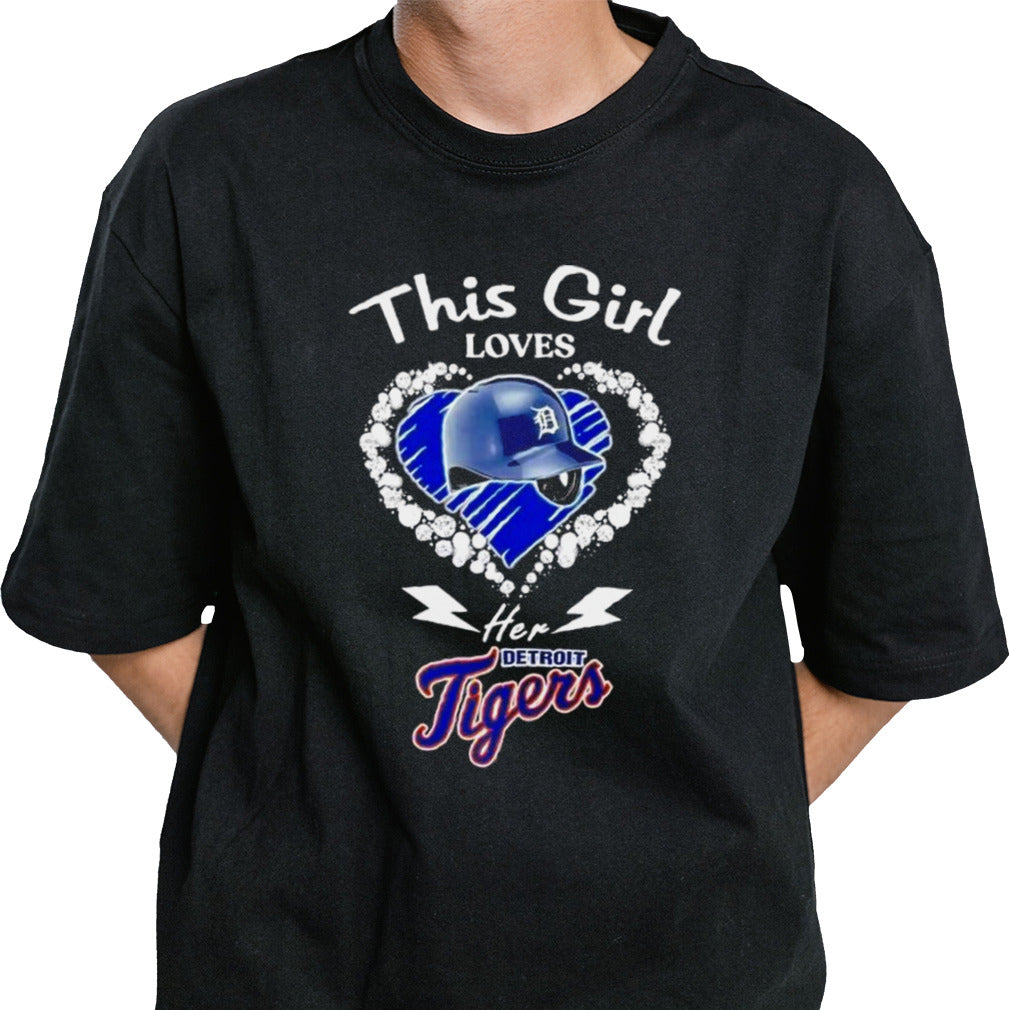 This Girl Loves Her Detroit Lions Baseball Helmet Heart Shirt