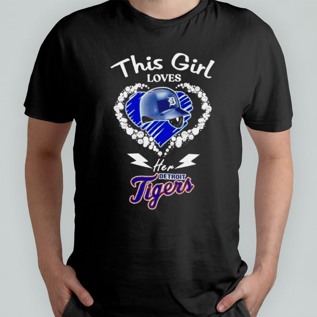 This Girl Loves Her Detroit Lions Baseball Helmet Heart Shirt