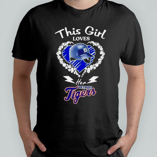 This Girl Loves Her Detroit Lions Baseball Helmet Heart Shirt