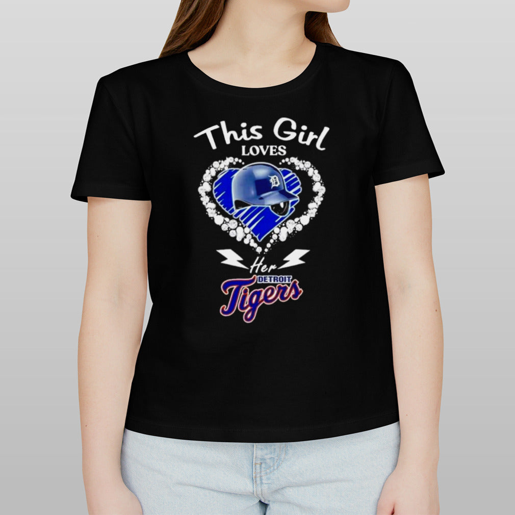 This Girl Loves Her Detroit Lions Baseball Helmet Heart Shirt