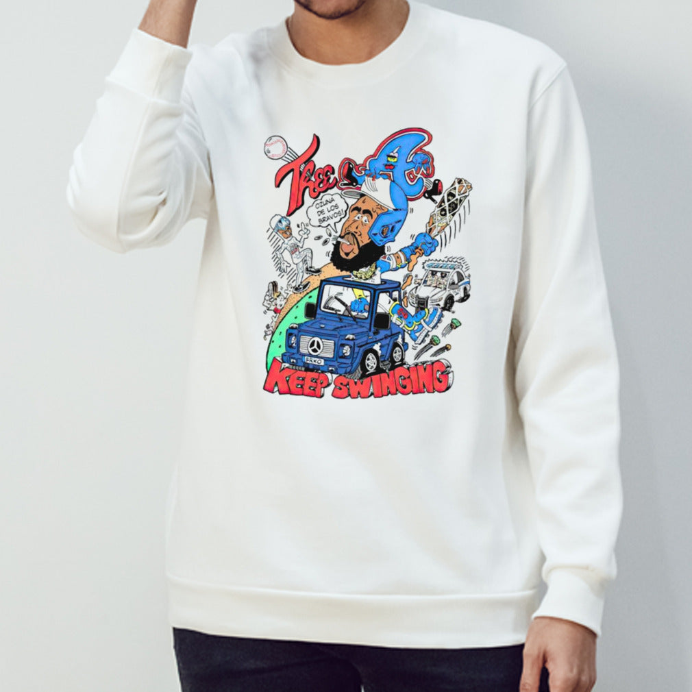 Three a ozuna de los bravos keep swinging shirt
