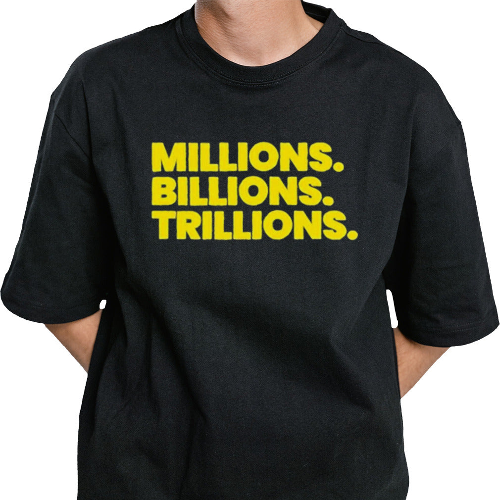 Travis Malloy Wearing Millions Billions Trillions Shirt