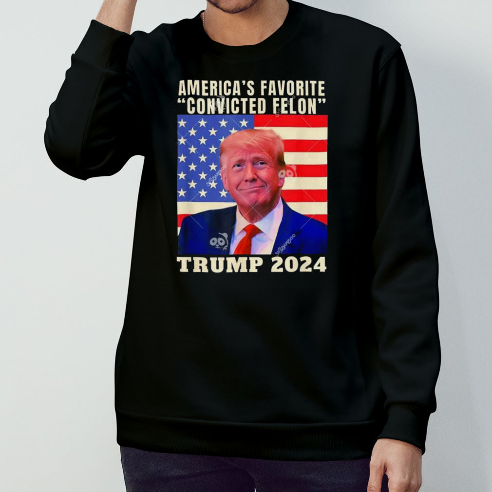 Trump 2024 Americaâ€™s Favorite Convicted Felon American Flag T-shirt