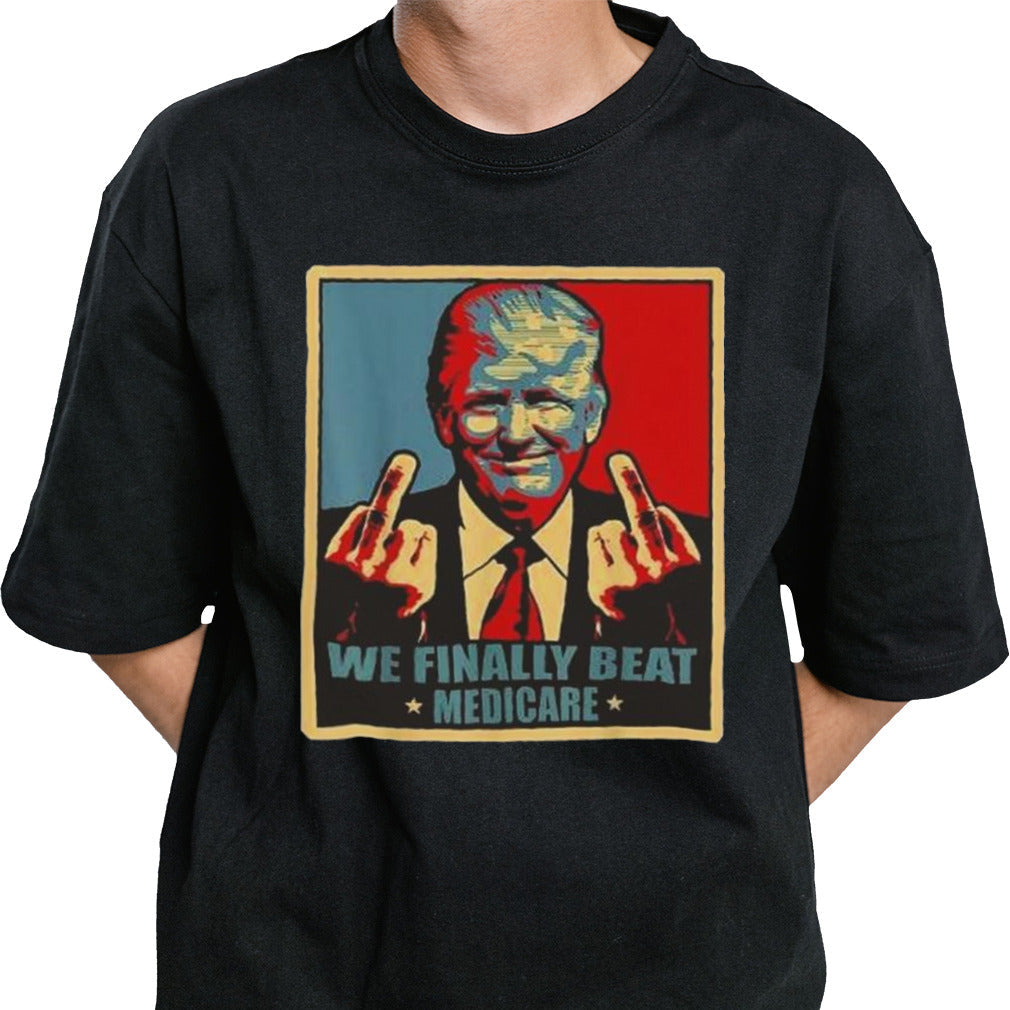 Trump Biden Middle Finger We Finally Beat Medicare T-shirt