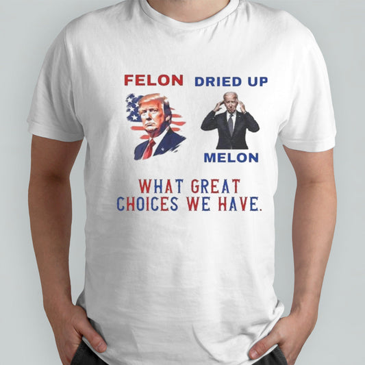 Trump Felon Biden Dried Up Melon What Great Choices We Have T-shirt