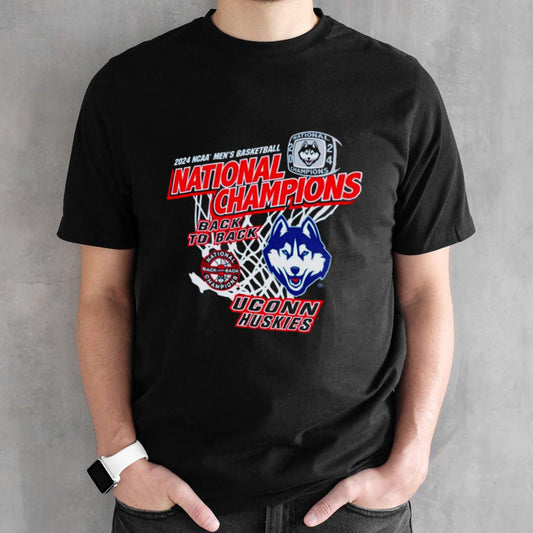UConn Huskies 2024 Back-To-Back NCAA Mensâ€™s Basketball National Champions T-shirts