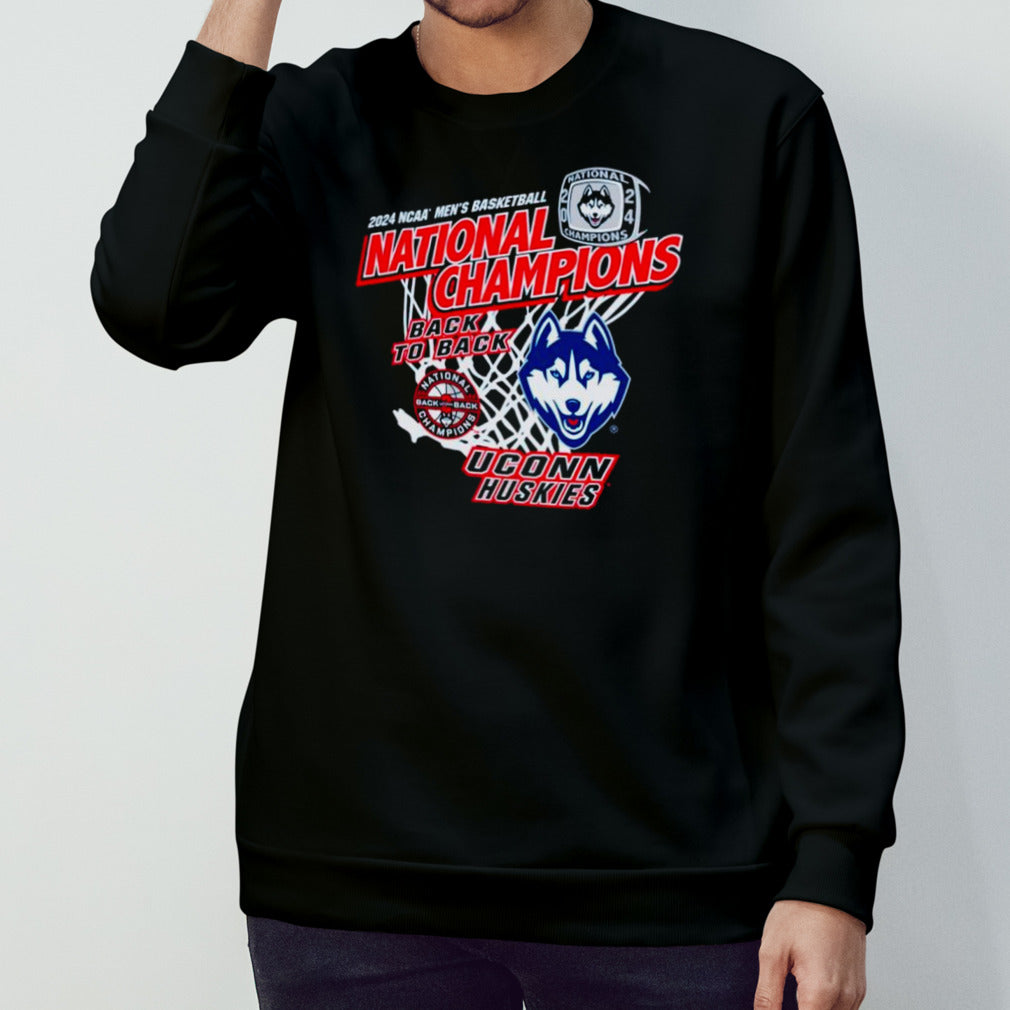 UConn Huskies 2024 Back-To-Back NCAA Mensâ€™s Basketball National Champions T-shirts
