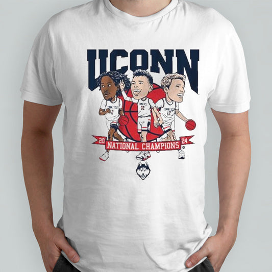 UConn Huskies MBB 2024 National Champions Caricatures Shirts