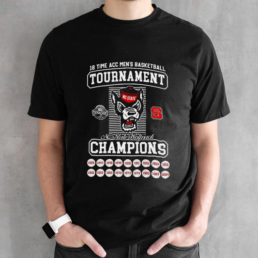 Uconn Huskies 18 Time Mensâ€™s Basketball Tournament Nc State Wolfpacks Back 2 Back 1999-2024 T-shirts