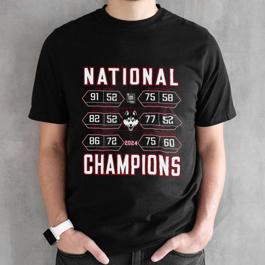 Uconn Huskies 2024 Ncaa Mensâ€™s Basketball National Champions Schedule T-shirts