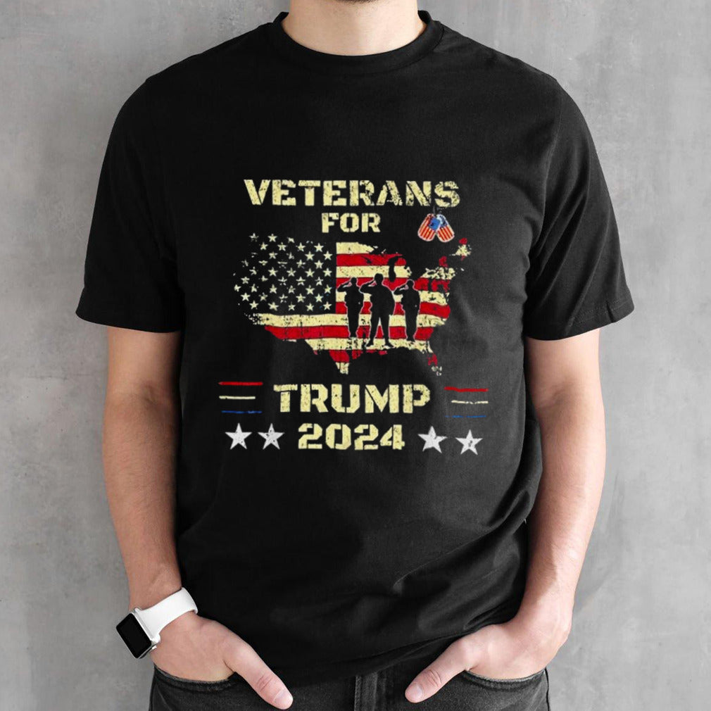Veterans For Trump 2024 American Flag Election Dad Grandpa T-Shirt