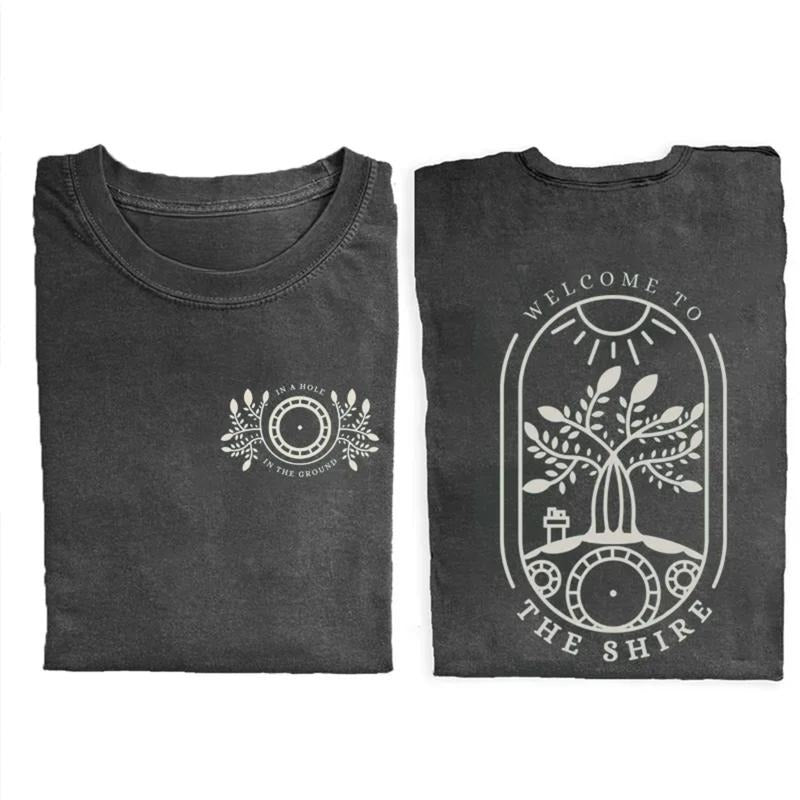 Vintage Welcome to The Shire Double Sided Graphic Tee - In a Hole In The Ground - The Lord of The Rings Movie - LOTR -The Hobbits - Middle Earth Menswear Top