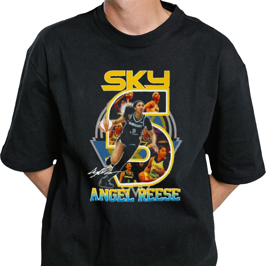 WNBA Chicago Sky Angel Reese 5 Signature T-shirt