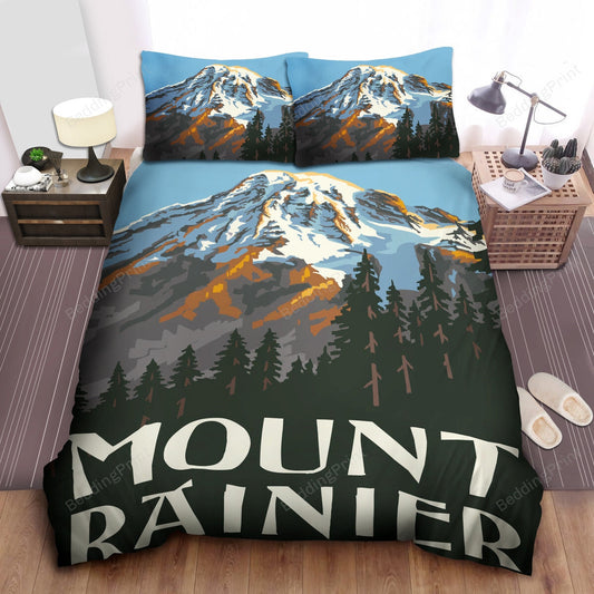 Washington Mount Rainier Digital Painting Bed Sheets Duvet Cover Bedding Setss