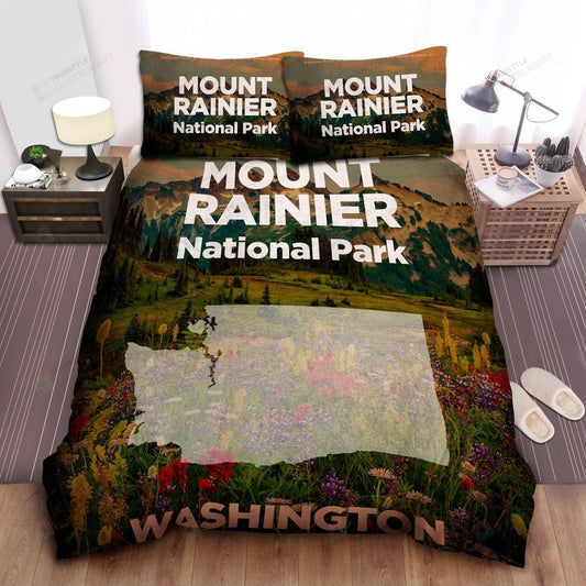 Washington Mount Rainier National Park Poster Bed Sheets Spread Comforter Duvet Cover Bedding Setss